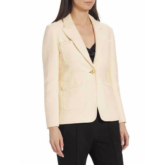 NEW DEREK LAM 10 CROSBY assila single breasted braid trim jacket in ecru - Picture 2 of 4